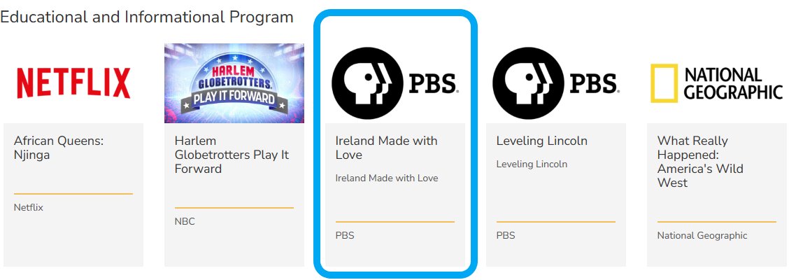 Ireland Made with Love a DocuSeries I narrated last year was nominated for a Daytime Emmy, how awesome is that! So happy to see everyone's hard work paying off =)