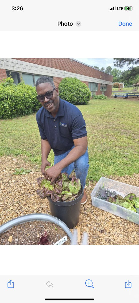 Principal Wyckoff caught in our garden again! 🥬🍓 We have an amazing harvest this season thanks to our STEM Coach, Mr. Slavin and our community partners at DINE! #BethesdaGrowingStrong #ReadySetGrow