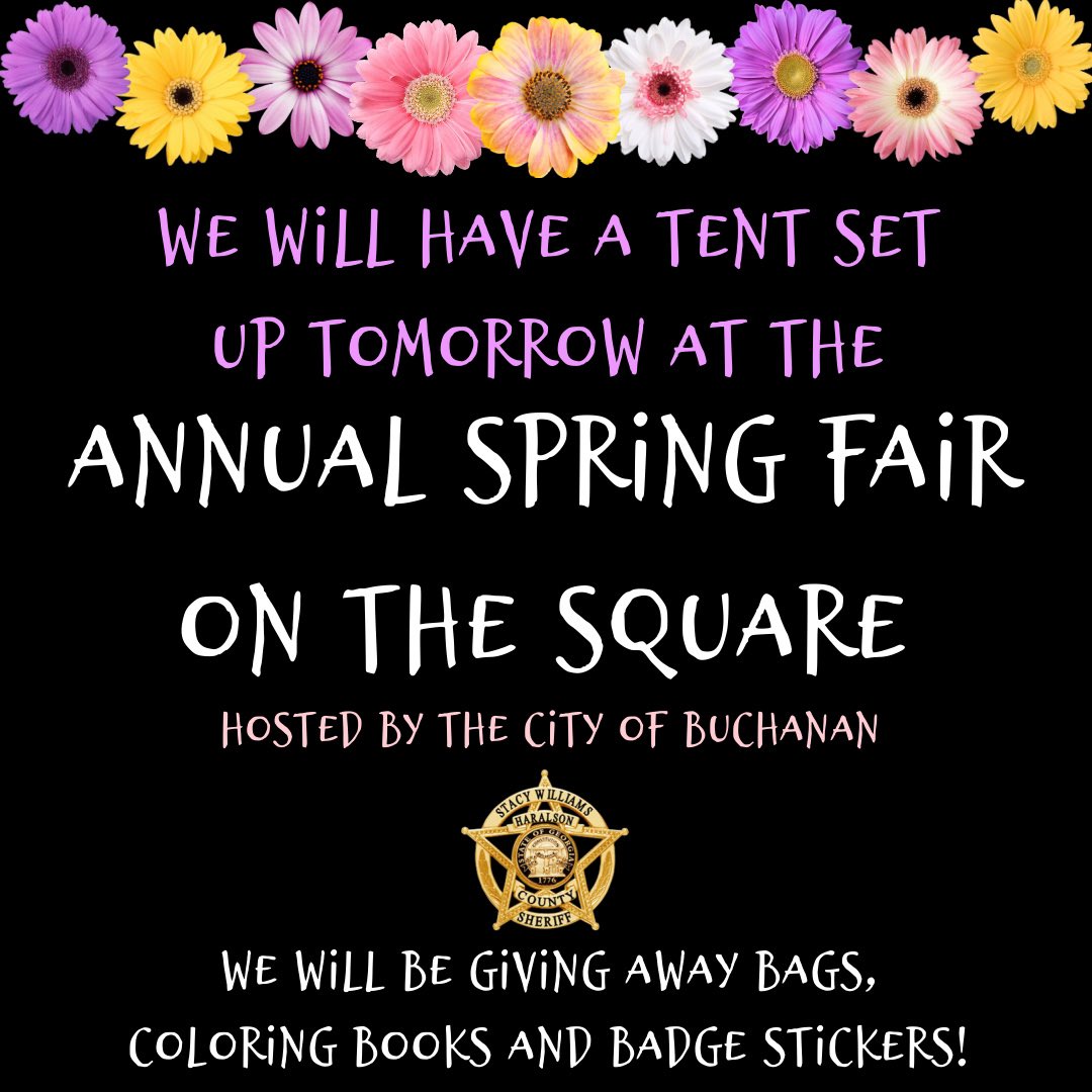 Good Friday afternoon folks, we hope everyone is ready for the weekend! We will be at the Fair on the Square in Buchanan tomorrow starting at 10:00, we hope to see y’all there. #FairOnTheSquare #Buchanan #Weekend #FridayFeeling #HCSO