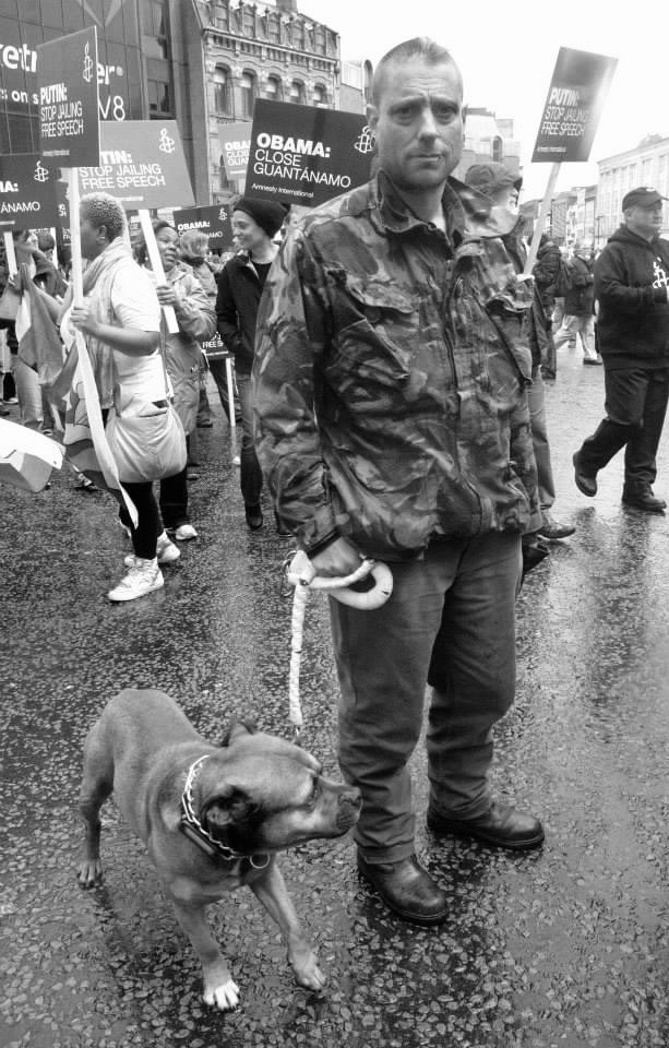 ‘G8 protester and his dog’ photo by Anne Ramsey