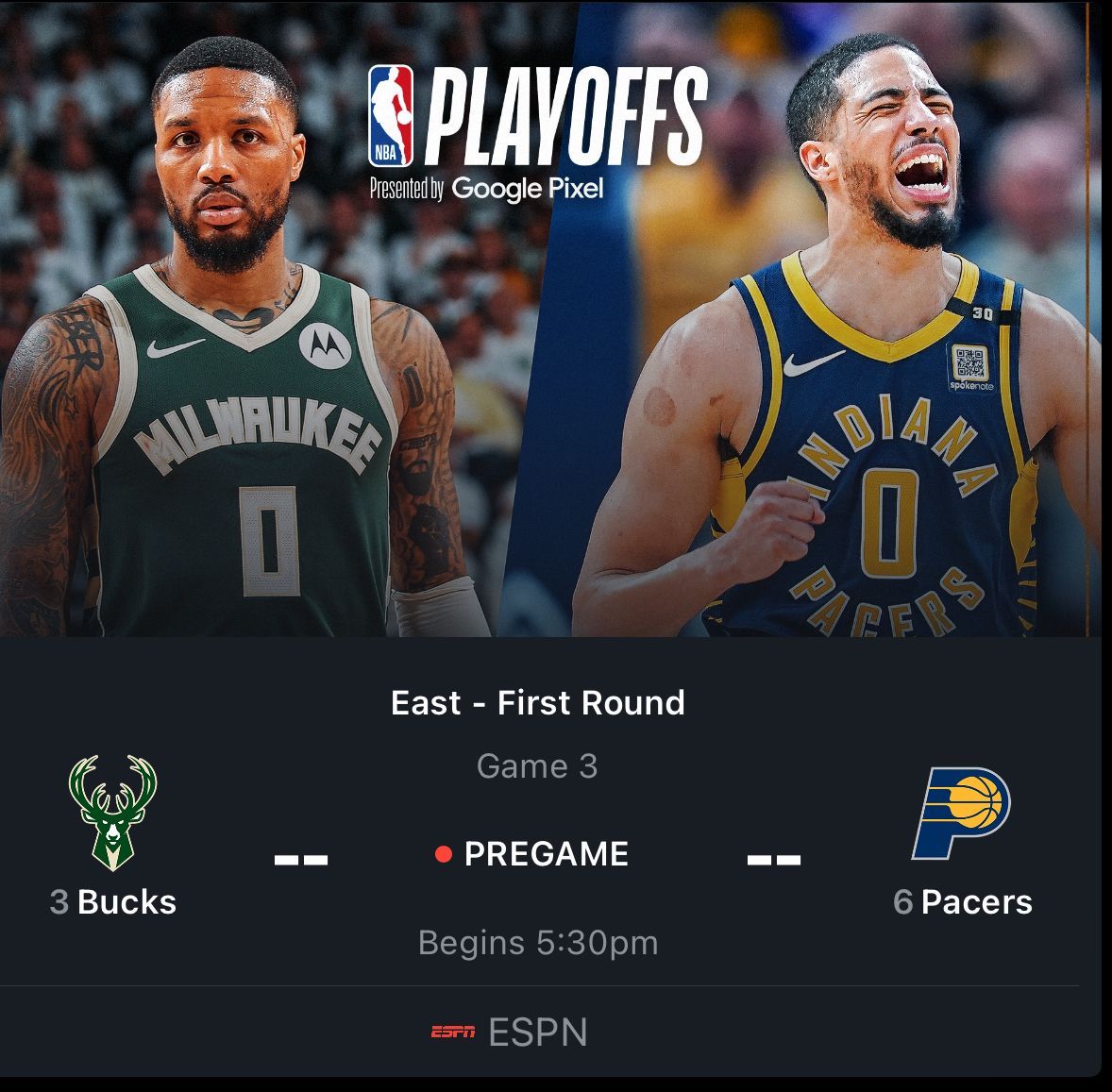 Just a reminder… We have an NBA playoff game in 5 minutes 😅