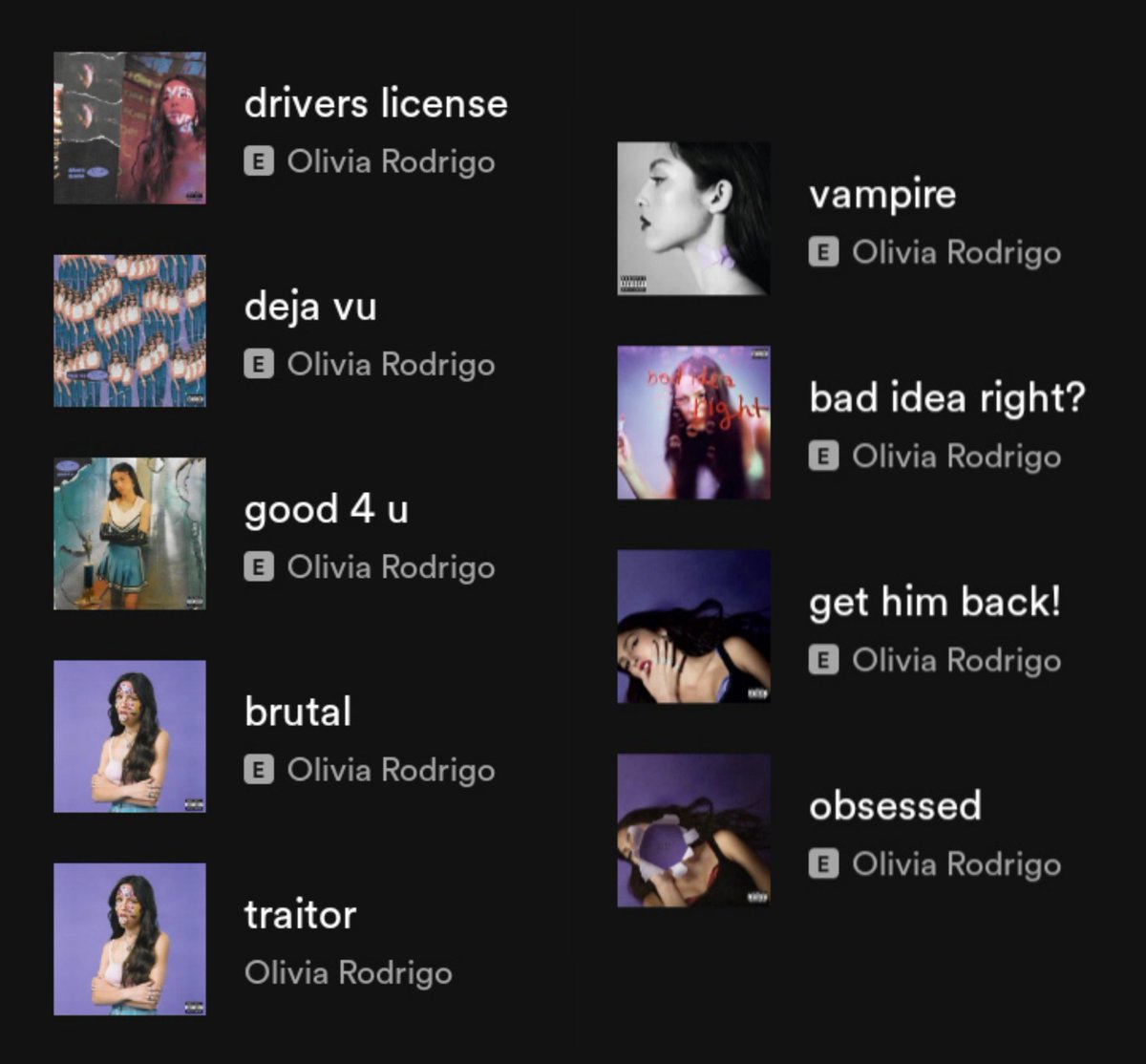 olivia rodrigo’s singles, that’s the tweet