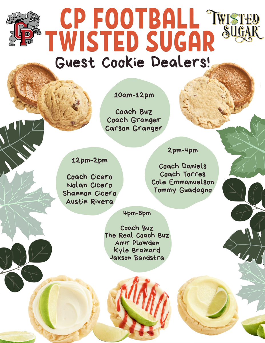 CPdogsfootball's tweet image. 🚨 Attention Crown Point 
Coaches and Players of CP Football will be serving up treats as Guest Mixologists/Cookie Dealers on Sunday, April 28th 10am-6pm. 20% of all sales will be donated back to the program. Tag your fellow Bulldogs below 👇🏼 
#twistedsugar  #letsgettwisted