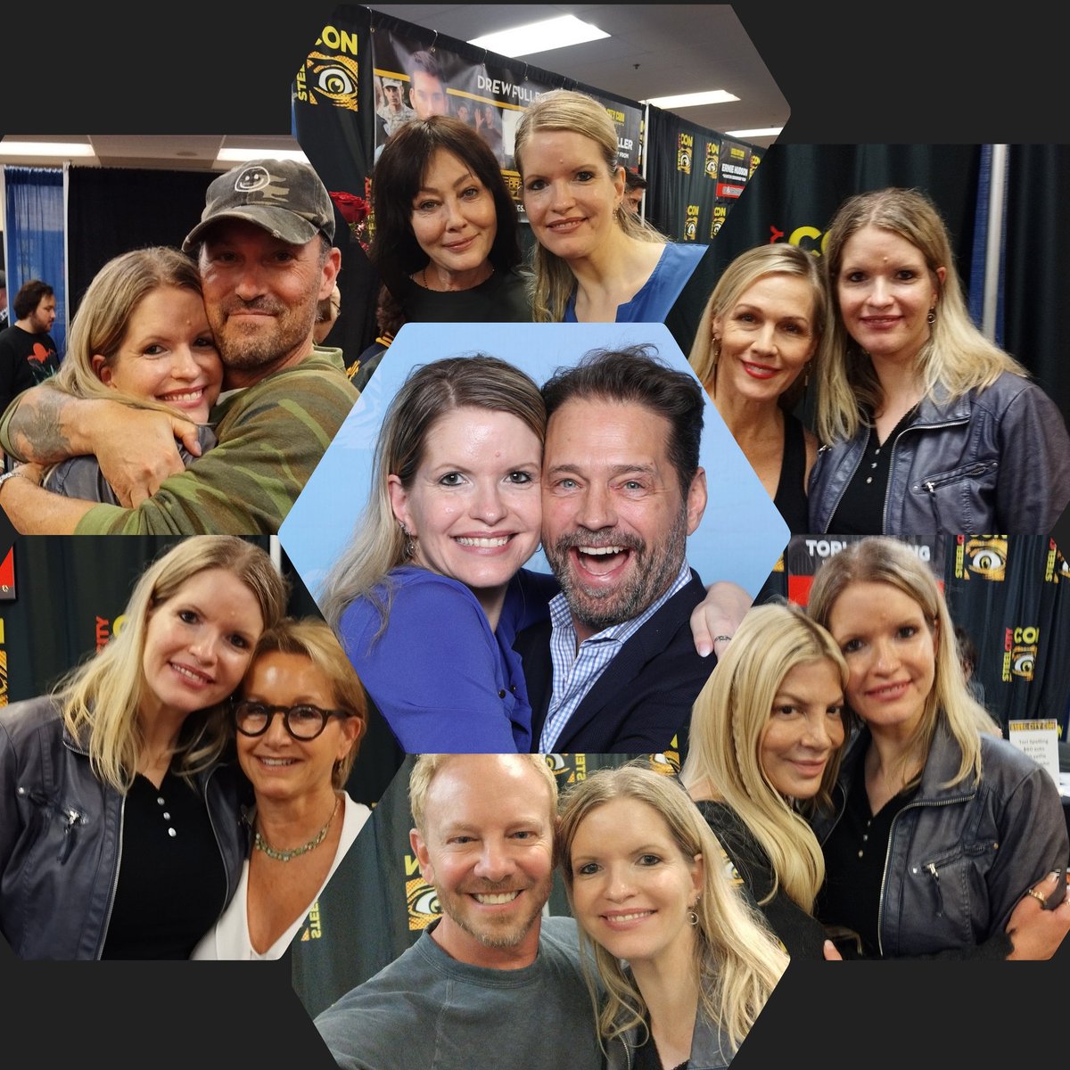 Reunited w/all of my #beverlyhills90210 Babies at #steelcitycon 😍❤️‍🔥
#jasonpriestley #jenniegarth #ianziering #brianaustingreen #shannendoherty #torispelling gabriellecarteris #bh90210 #charmed #privateeyes #wildcards luckyme #convention  
Once a 90210 Girl, ALWAYS a 90210 Girl❤️‍🔥