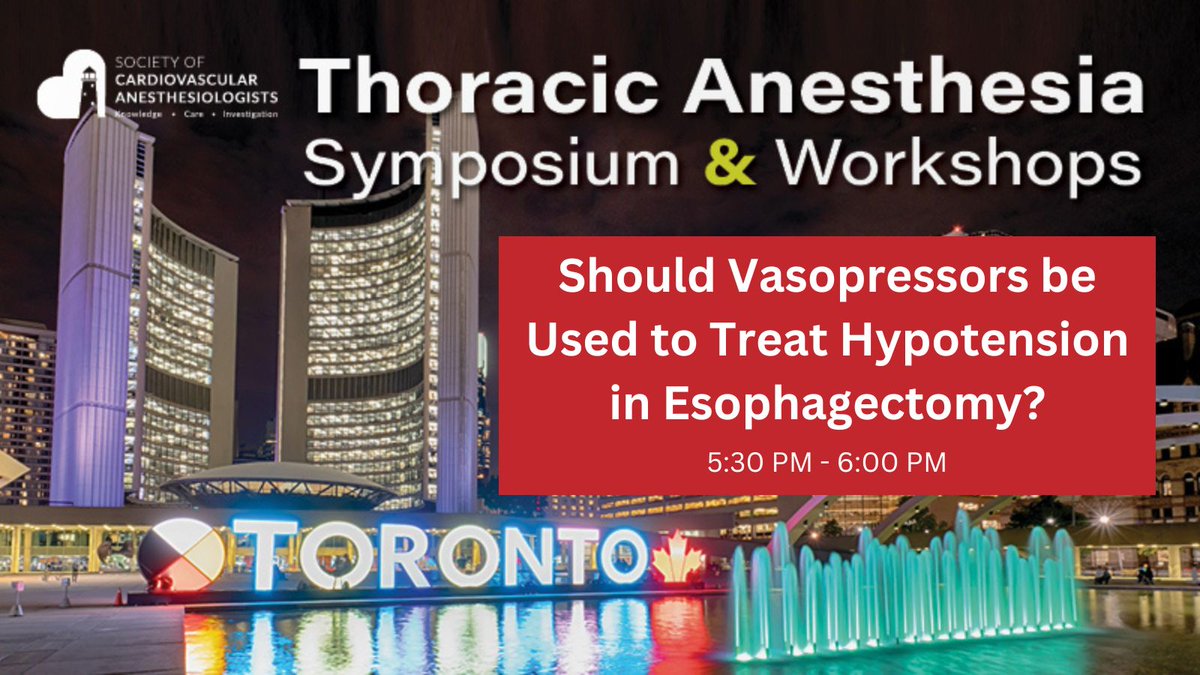 Be sure to catch the #SCATAS2024 Debate: Should Vasopressors be Used to Treat Hypotension in Esophagectomy?—starting now!