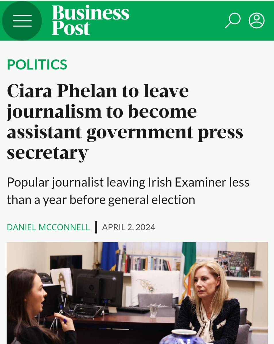 After her 'love-in journalism' with @MichealMartinTD in the US last year, it's no surprise she's moved over to Govt PR. She'd already been doing it for months