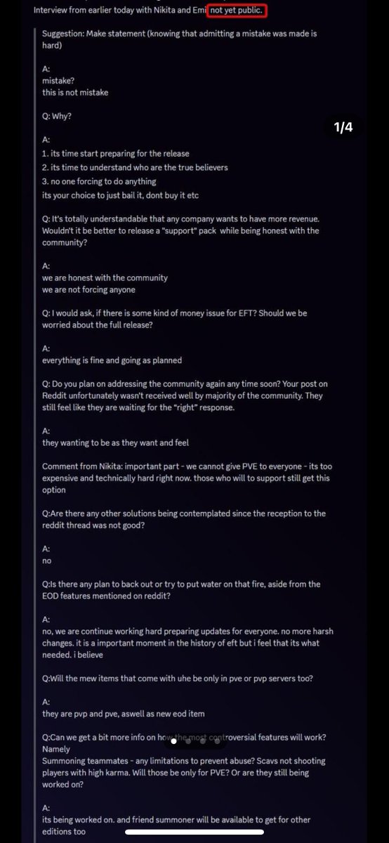 this gotta be fake.. no? if yes well goodbye battlestuttergames. #escapefromtarkov 
context newest interview with nikita.