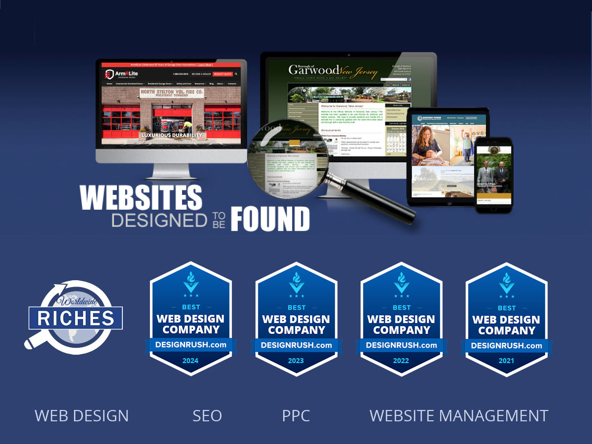 New Jersey’s worldwideRiches on List of Top Web Design Companies for 4th Consecutive Year

worldwideRiches Web Design and SEO has been recognized by DesignRush as one of the top web design companies to hire in the upcoming year.

READ About Us in the News:
einpresswire.com/article/705684…