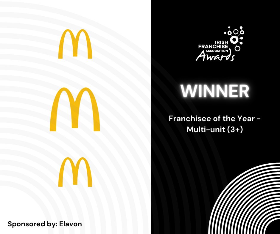 Congratulations to Aarval Ltd., Trading as McDonald’s Restaurants Ltd., winners of the Franchisee of the Year Multi-unit (3+) award ✨ 

This award is sponsored by Elavon Europe.

#IFAA24