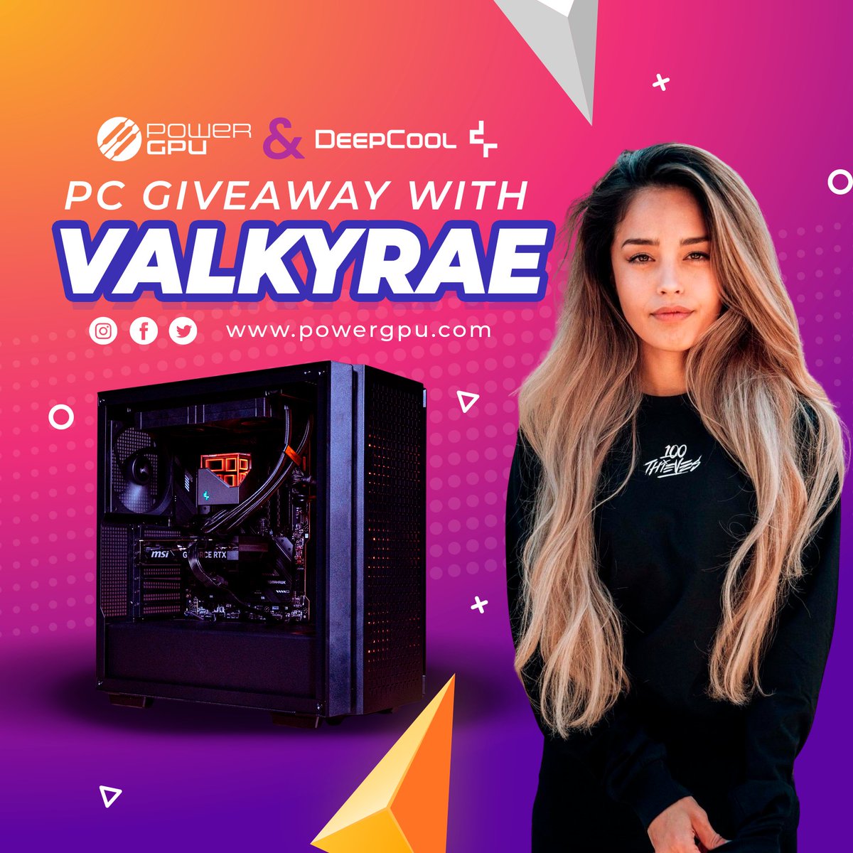 We have teamed up with @DeepCoolNA to giveaway a PC on behalf of @Valkyrae. ✅ Like ✅ Follow ✅ Repost ✅ Tag a friend ✅ For extra entries click the link Gleam.io/1SkzG/deepcool…