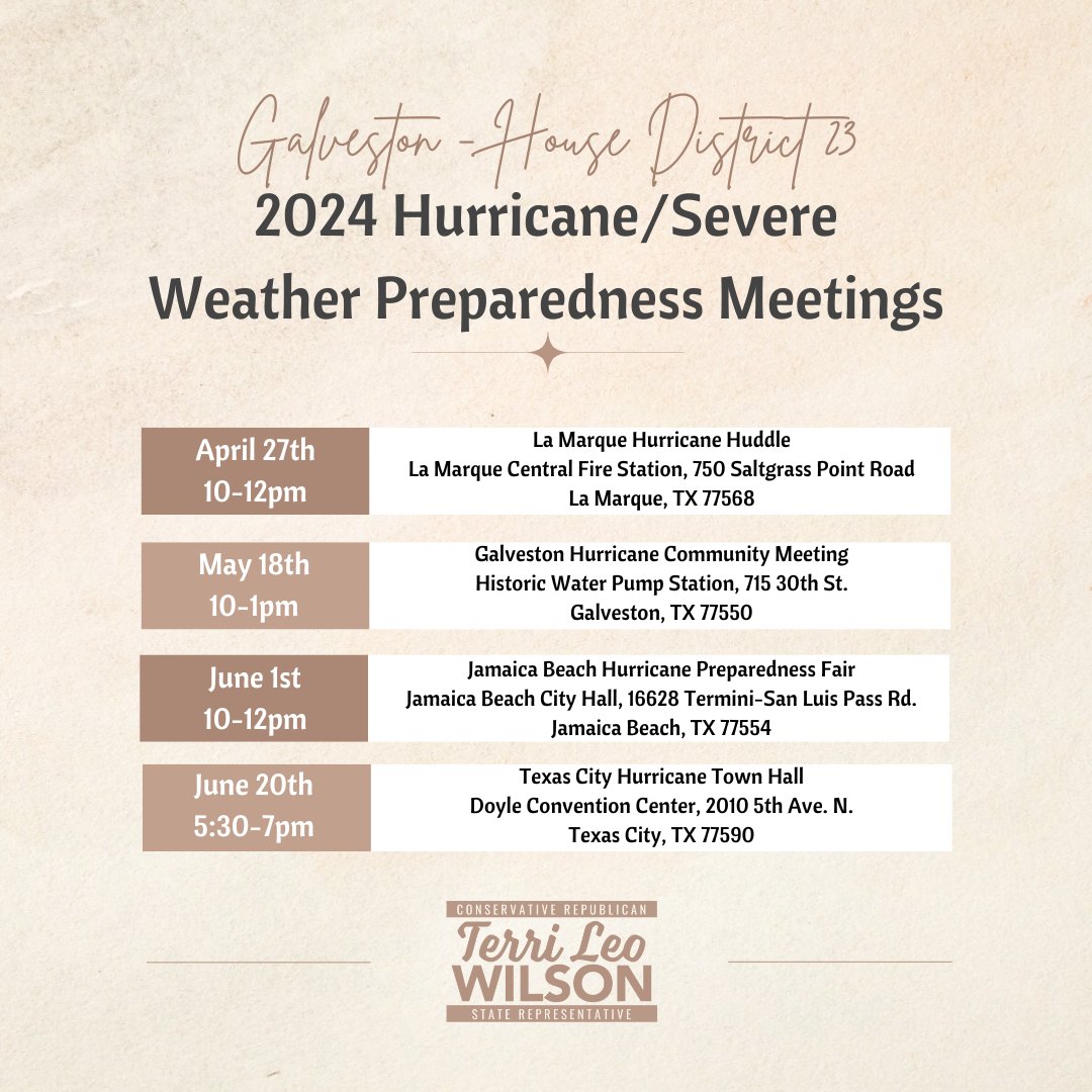 Galveston Residents: Let's stay ahead of the storm! Join an upcoming community meeting on hurricane/severe weather preparedness. Your proactive participation can make all the difference. Learn crucial safety tips to keep you and your loved ones safe when severe weather strikes.