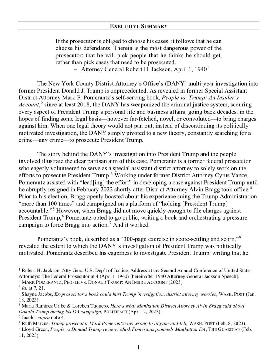 JudiciaryGOP's tweet image. #ICYMI: Judiciary Republicans Release 300 Page Report on the Manhattan District Attorney's Office's Political Vendetta Against President Donald J. Trump

Summary ⤵️