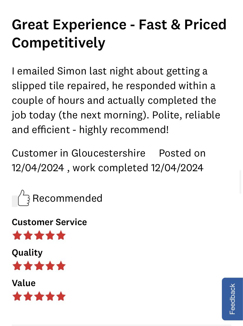 Here's what our customers had to say #FeedbackFriday @WhichTraders  #roofergloucestershire #rooferworcestershire