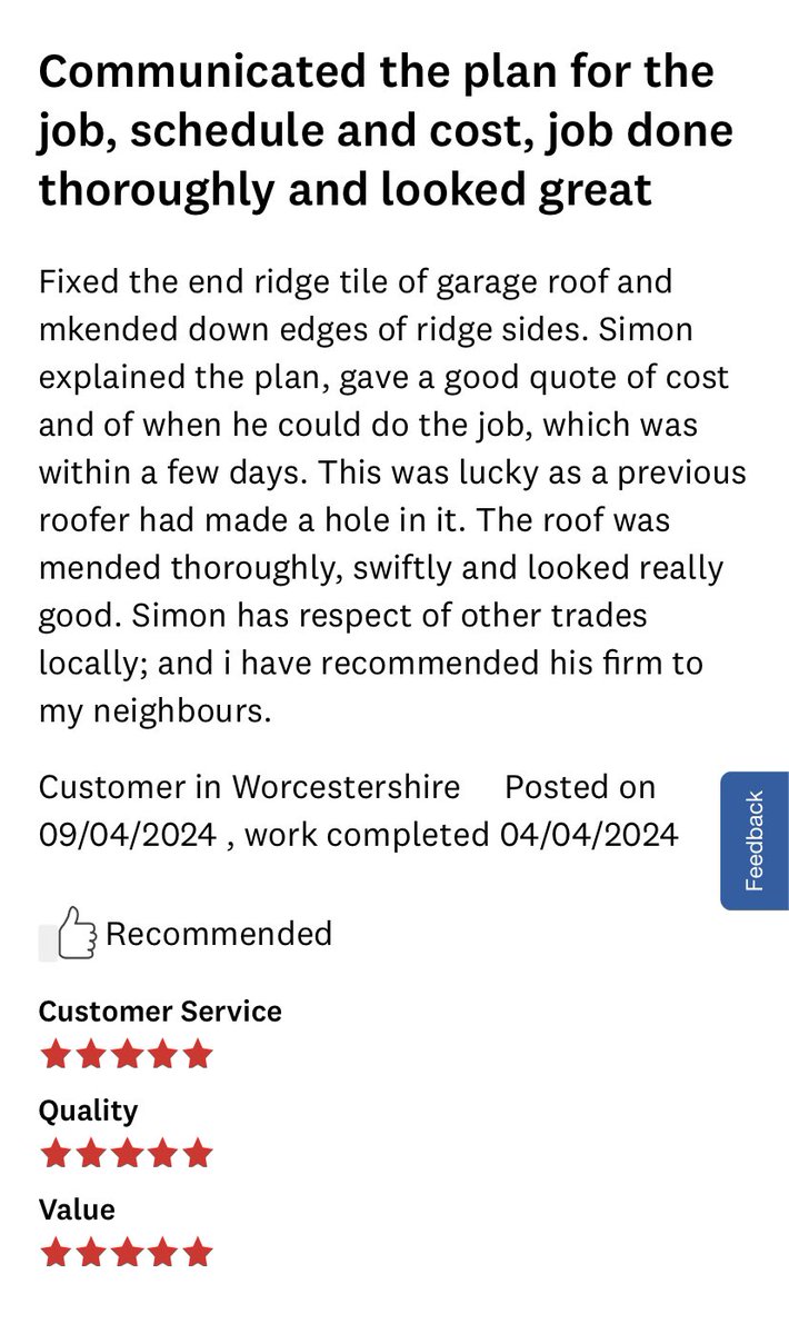 SD__Roofing's tweet photo. Here's what our customers had to say #FeedbackFriday @WhichTraders  #roofergloucestershire #rooferworcestershire https://t.co/zblE3tP5Gf