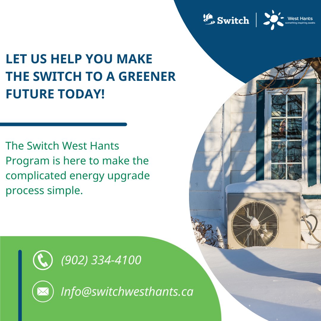 Switch West Hants is here to support you every step of the way with your transition to cleaner energy or home heating! Call us at 902-334-4100 to see what upgrades could be best for your home. You can also get more info at switchpace.org/homeowners/swi…