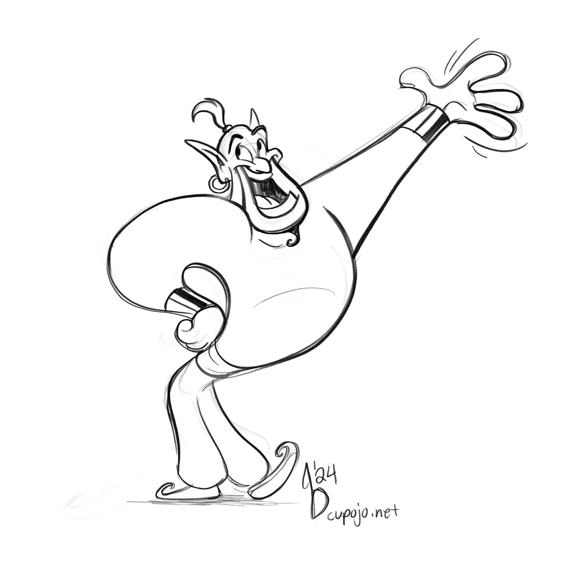 Bribe drawing for the evening: the Genie! My daughter really loves #Aladdin right now, in case you couldn't tell.