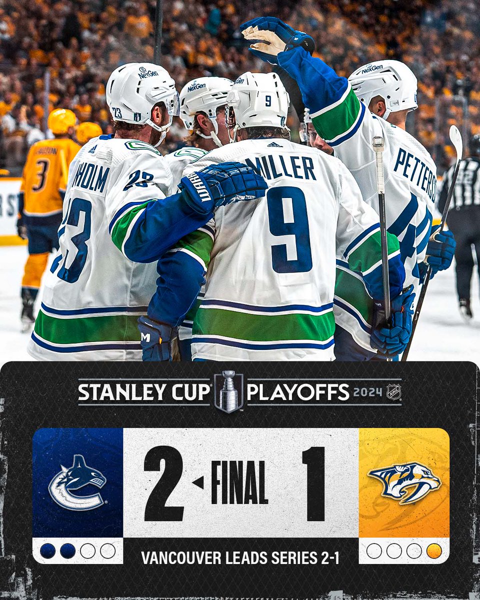 VANCOUVER TAKES GAME 3! 🐳 #StanleyCup The @Canucks jump to a 2-1 series lead.