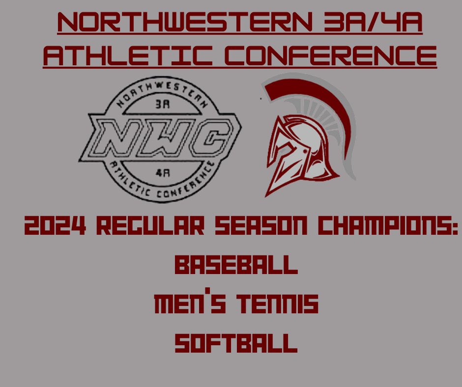 Congratulations to baseball, men’s tennis and softball on locking up the 2024 Northwestern 3A/4A Conference regular season championships!