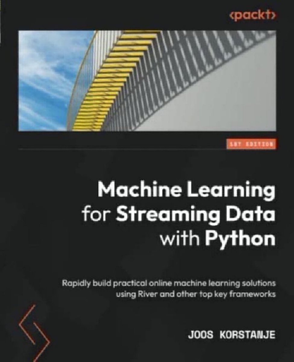 #MachineLearning on Streaming Data with #Python 
————
#IIoT #IoT #TimeSeries #AI #BigData #DataScience #EdgeComputing #Edge #EdgeAI #PredictiveAnalytics #StreamAnalytics #AnomalyDetection #Forecasting #Industry40 
————
🌟 amzn.to/3EFK3Ki from @PacktPublishing 🌟
💯🚀🌟🔭