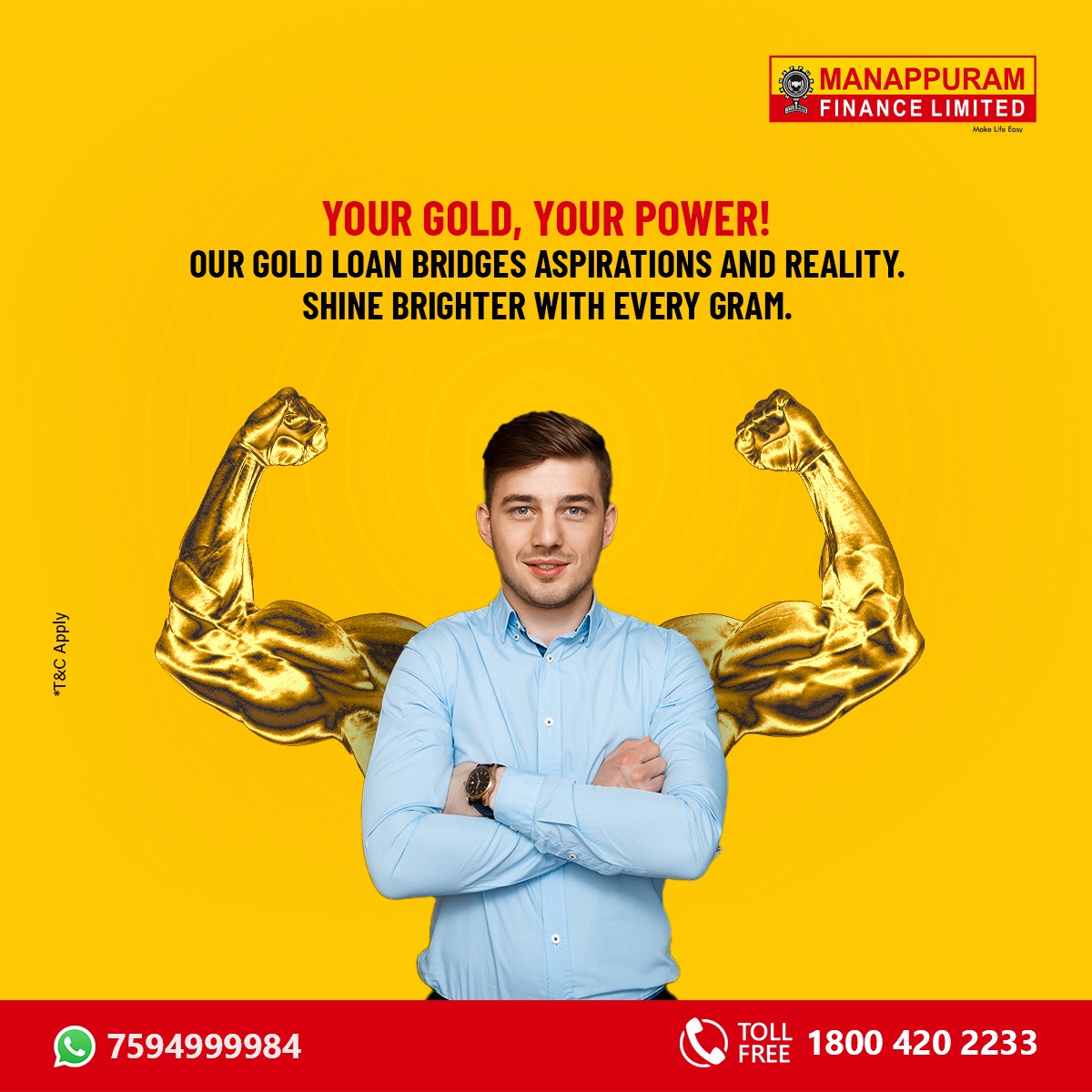 Golden dreams, solid support! Our Gold Loan turns your precious metal into financial strength. 

Click here to apply for our gold loan: bit.ly/3C27Txh

*T & C Apply

#ManappuramFinance #gold #goldrate #goldupdates #personalloan #finance #loan #businessloan #mortgageloan