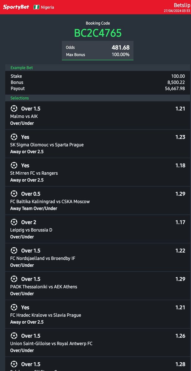 BC2C4765
For the weekend
Let's pray for green
Always edits and always bet responsibly
@Freekelvin0 @Ada_Daddyya @oddshive_isback @Promisepunta