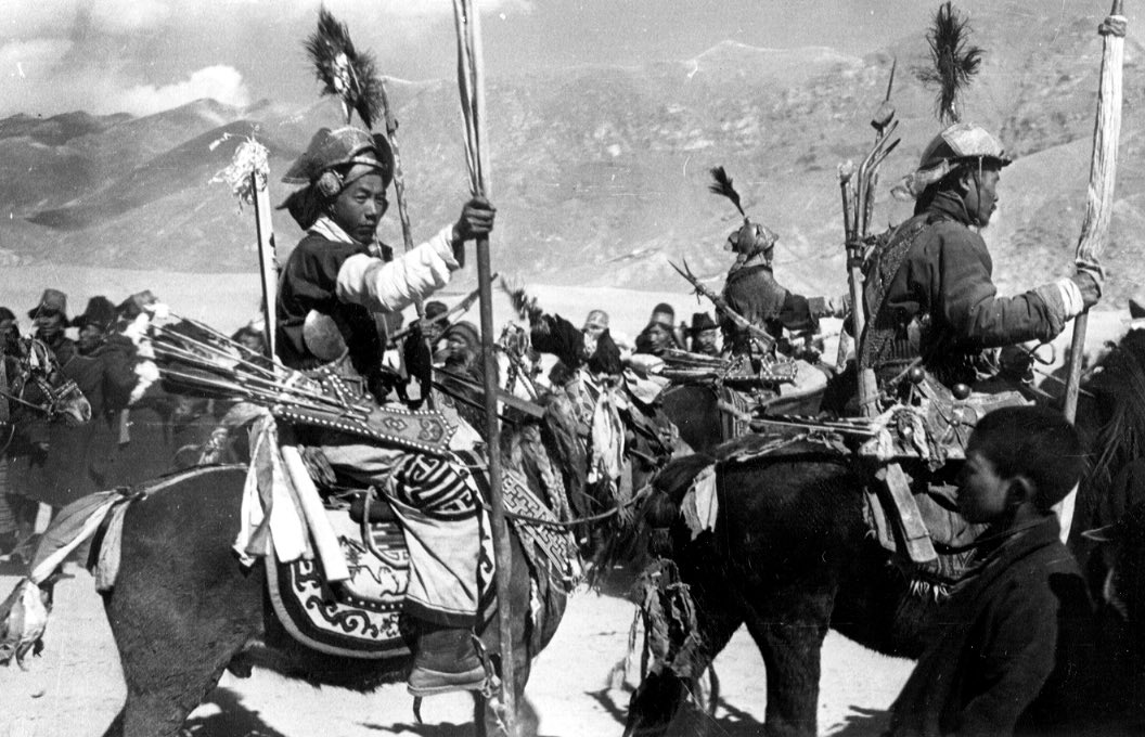 Photographs of Tibetan archers, 1940, Tibet.