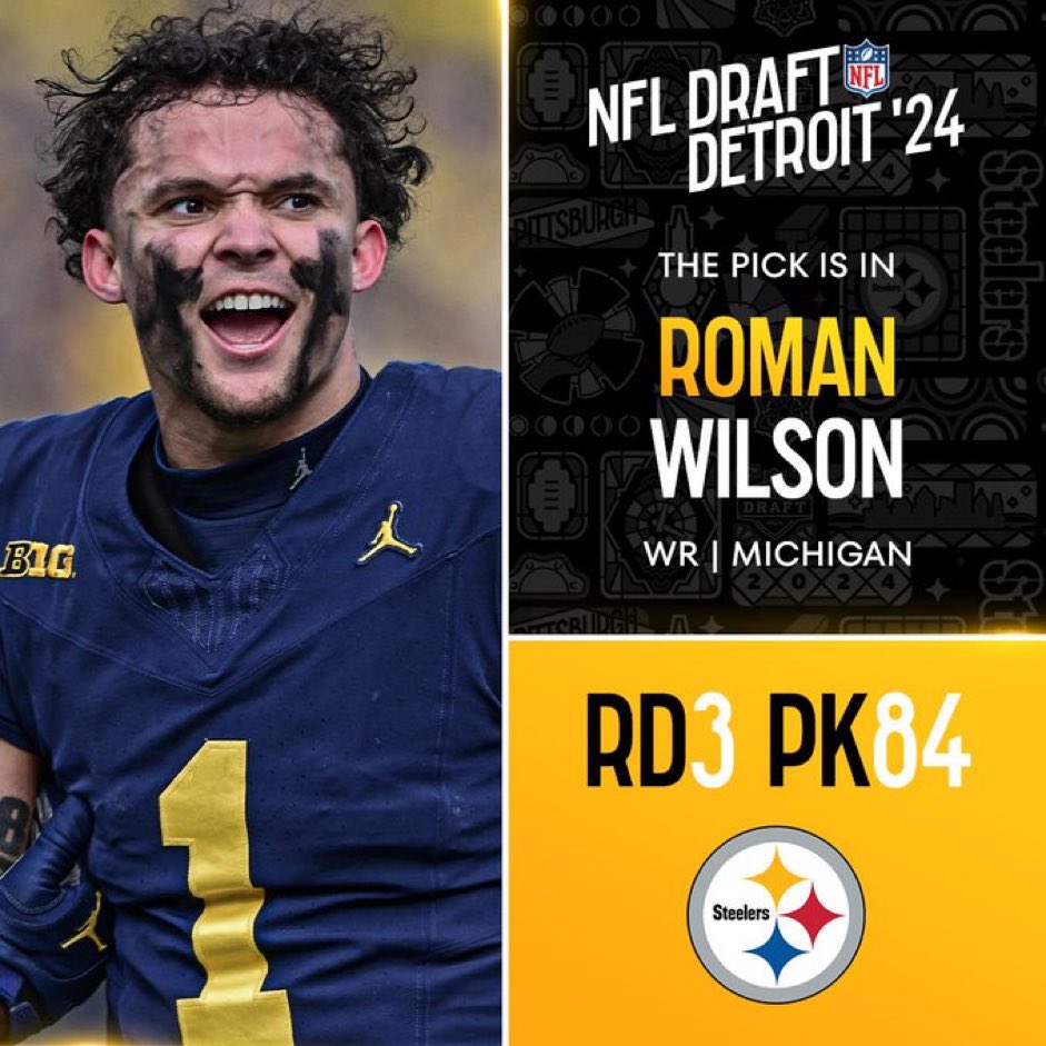 Steelers get there WR with Roman Wilson #NFLDraft #HereWeGo