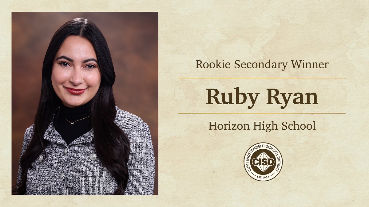 We would like to congratulate Ruby Ryan from Horizon High School for winning District Rookie Secondary Teacher Of The Year for the 2024-2025 school year. Way to represent our district! #ClintISD100 #WeAreClintISD