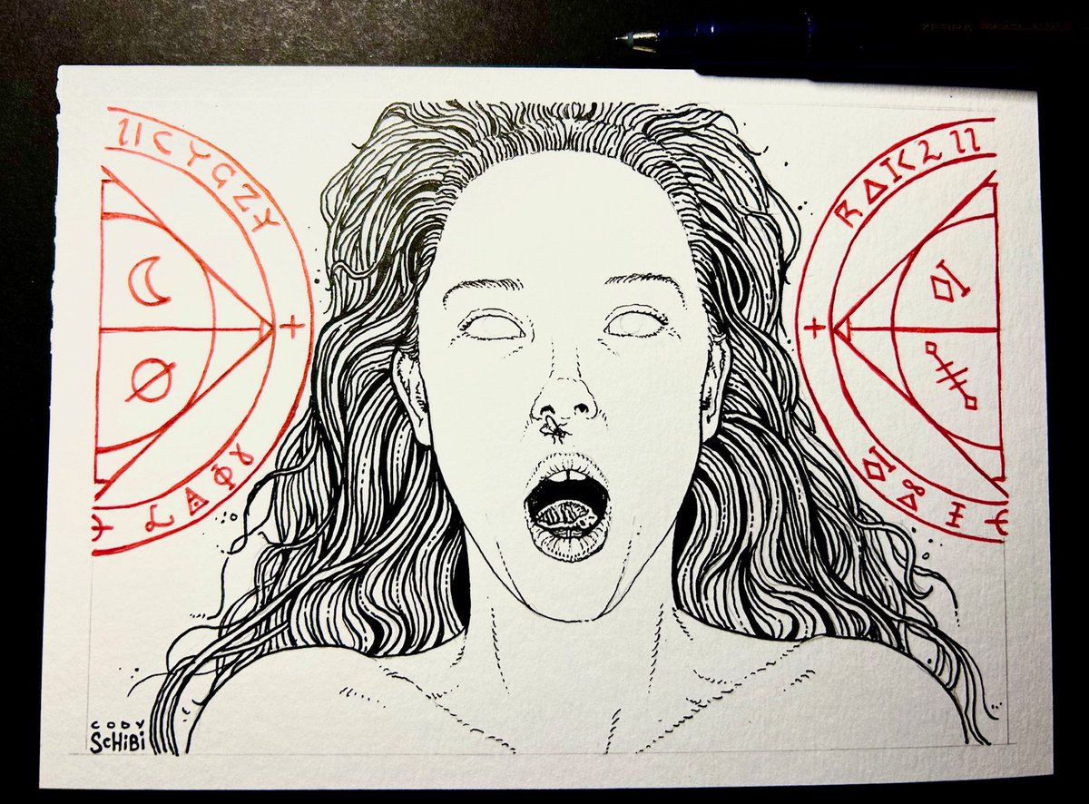 Inked up & this beautiful witch is ready for some watercolor…. Have I mentioned how much I love The Autopsy of Jane Doe?!♥️♥️♥️♥️ #TheLastDrawIn during #TheLastDriveIn on @Shudder