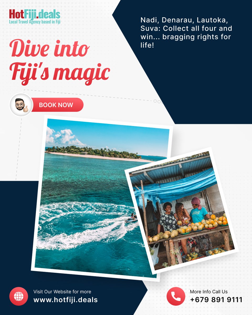 Escape the Ordinary & Dive into Fiji Magic with Private Tours by Hotfiji Deals!

#FijiPrivateTours #HotfijiDeals #PersonalizedItinerary #UnwaveringAttention #LuxuryEscape #EscapeTheOrdinary