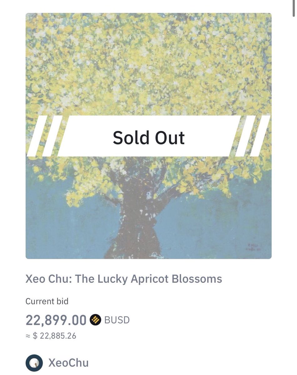 The very first NFT of the famed child art prodigy, Xeo Chu, who has been often called 🇻🇳’s  “Young Jackson Pollock”  was sold out ~ $22,899 after 24hrs being listed #TheBinanceNFT #binance_vietnam
