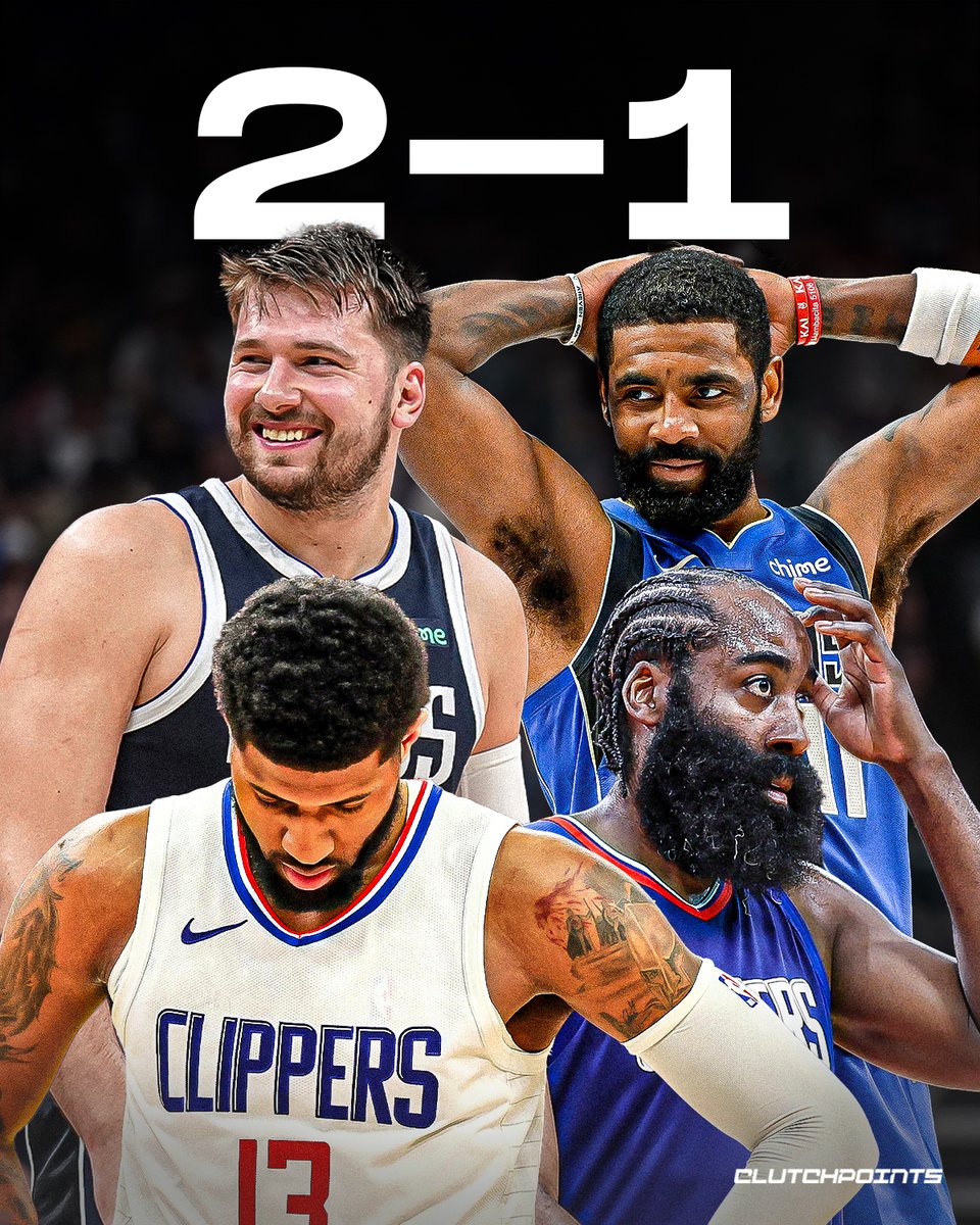 ClutchPoints's tweet photo. Luka Doncic and the Mavericks protect home court in a CONVINCING 101-90 win to take a 2-1 series lead over the Clippers 😤 

Luka: 22 pts, 10 reb, 9 ast
Kyrie Irving: 21 pts, 4 reb, 6 ast
Dereck Lively II: 13 pts, 2 reb, 6-of-8 FG https://t.co/Fy99pJhC4i