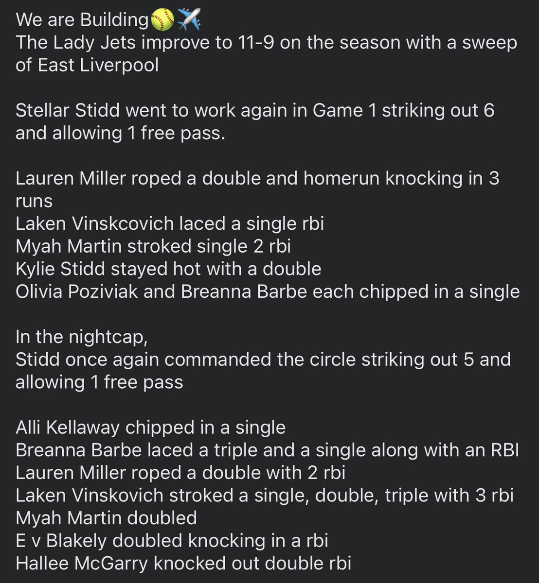 Jets Softball tweet media