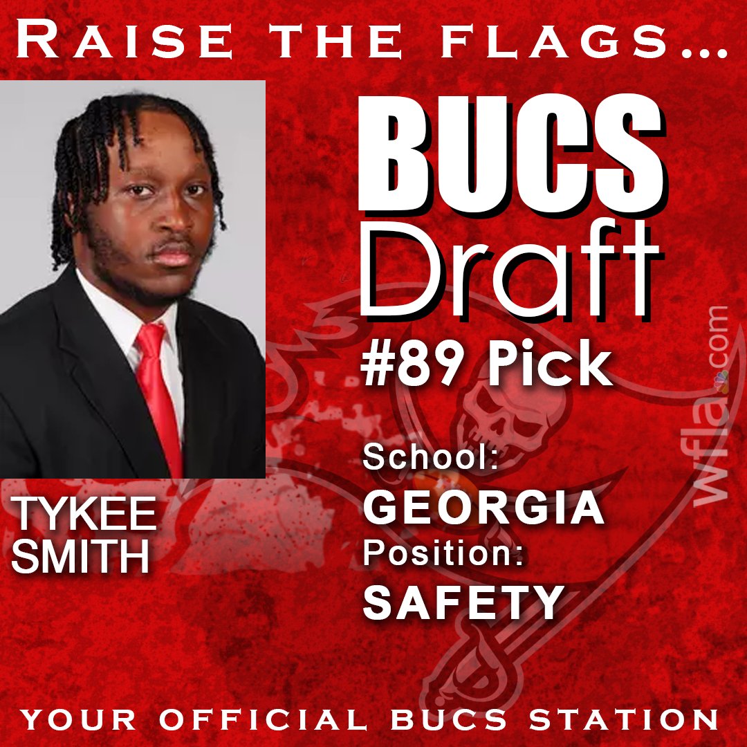 THE PICK IS IN! With the 89th pick of the draft, the Buccaneers selected Georgia Safety Tykee Smith. 8.wfla.com/3WbI4Gs