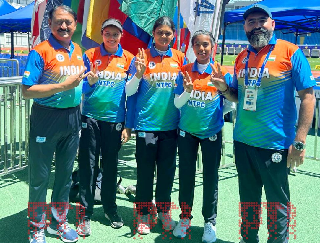 STORY | Archery World Cup: India women's compound team wins gold READ: ptinews.com/story/sports/A… #archeryworldcup (PTI Photo)