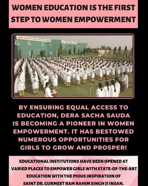 In the world, many people do discrimination between men and women. For #WomenPower, Saint Dr MSG started many initiatives such as defence training, free education and respect of motherhood etc..