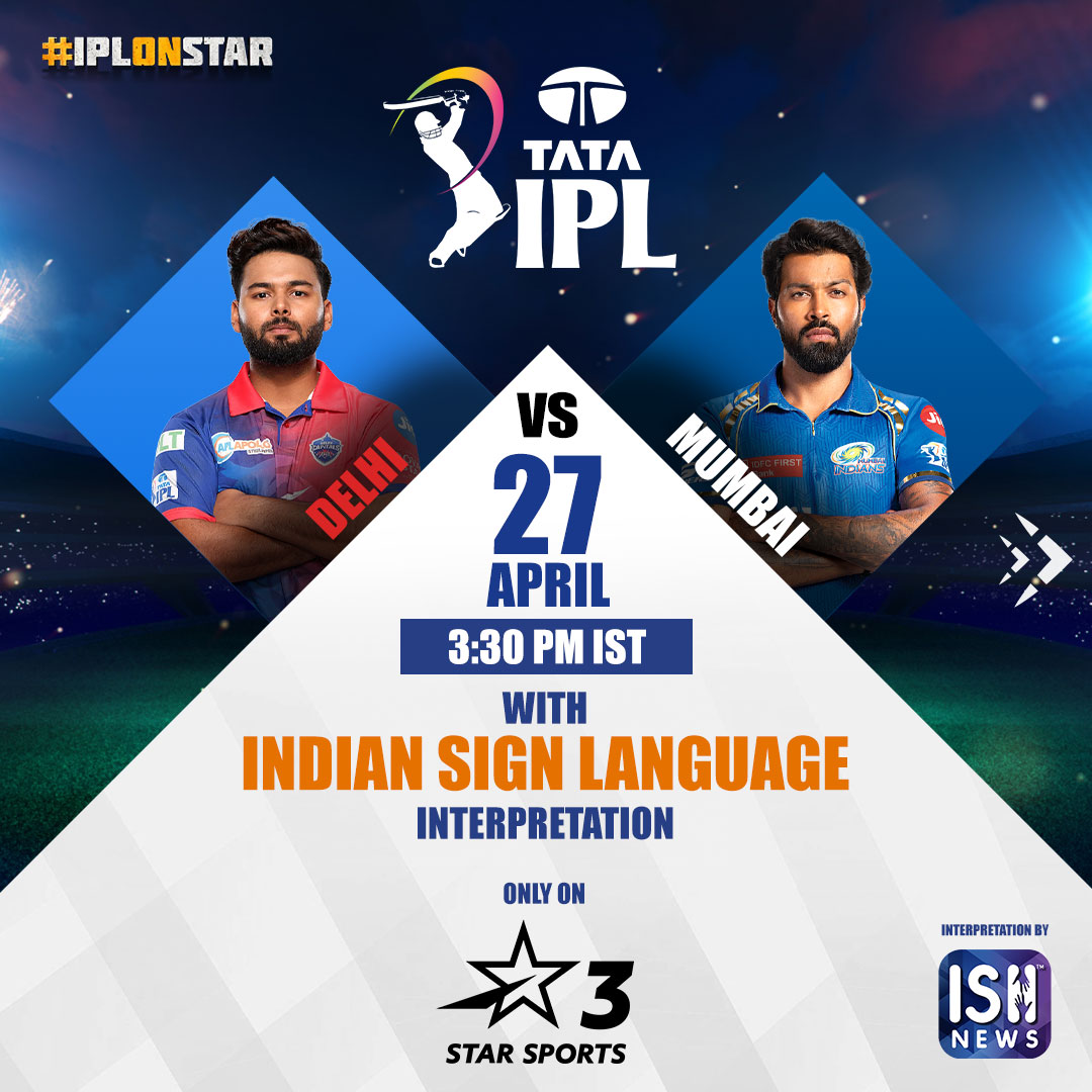 Match 43: DELHI vs MUMBAI 🏏💥

Watch Live with Indian Sign Language Interpretation only on Star Sports 3. ⭐️

#IPLonStar #IPLinISL #IPL #IPL2024 #DCvsMI #TATAIPL #starsports #exclusive #Deaf #TATAIPL2024 #Accessibility #IndianSignLanguage #SignLanguage