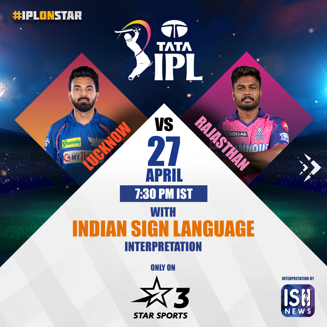 Match 44: LUCKNOW vs RAJASTHAN 🏏💥

Watch Live with Indian Sign Language Interpretation only on Star Sports 3. ⭐️

#IPLonStar #IPLinISL #IPL #IPL2024 #LSGvsRR #TATAIPL #starsports #exclusive #Deaf #TATAIPL2024 #Accessibility #IndianSignLanguage #SignLanguage
