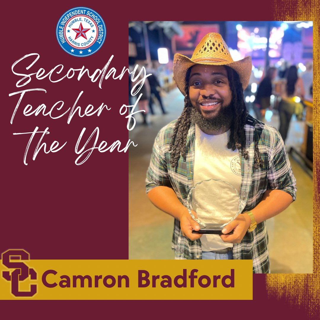 Congratulations to Mr. Camron Bradford on being named Secondary Teacher of the Year! 🎉🐾✨#ShineALightSCHS