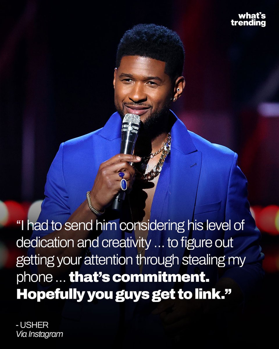 Usher’s son just pulled off the heist of all heists, just to message one of his dad’s celebrity contacts, and now the singer is speaking about the incident. ⁠ 🔗: whatstrending.com/video/ushers-s…