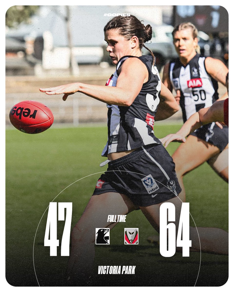 We fought valiantly, but go down by 17 points at Victoria Park. We’ll look forward to next week when we head up to Sydney to take on the Swans for the first time in the VFLW.