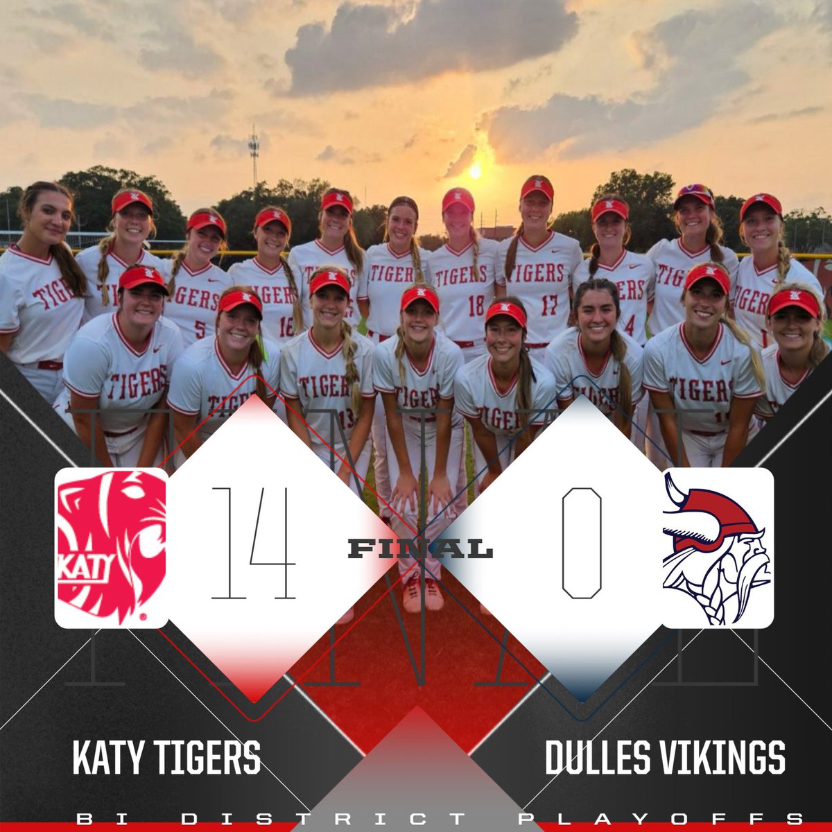 Katy continues their dominant play defeating Dulles 14-0. The win clinches the series for the tigers as they advance to the area round of the playoffs!