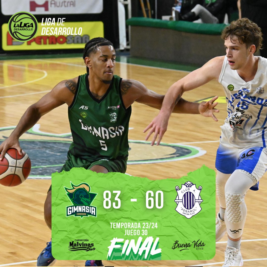 #LigadeDesarrollo NUEVA VICTORIA DE LOS PIBES 💚 😎 🇳🇬 Gimnasia 83-60 @Penaroloficial 🏀🔥 Chacón 20pts, Cuevas 16pts y Copesky con 10pts (Gimnasia); Rossi 23pts y Chiaraviglio con 21pts (Peñarol). #VamosLosPibes🇳🇬 #ElEquipoDeLaPatagonia💚