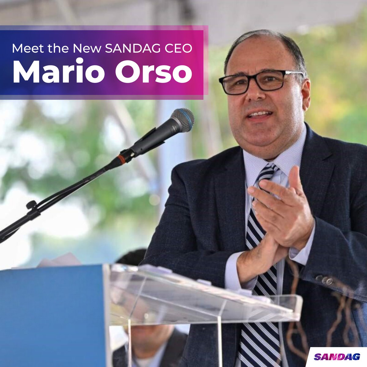 Join us in welcoming Mario Orso, the newly appointed #SANDAG CEO! Orso will begin leading the regional agency and shaping the future of the San Diego region in June 2024. Learn more about Orso’s new role and experience: bit.ly/4dhOMAC