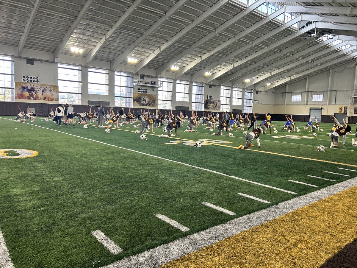 Pokes are concluding spring practice with a light non-padded session today. Jay Sawvel is really pleased with how these 15 on-field opportunities went. #GoWyo