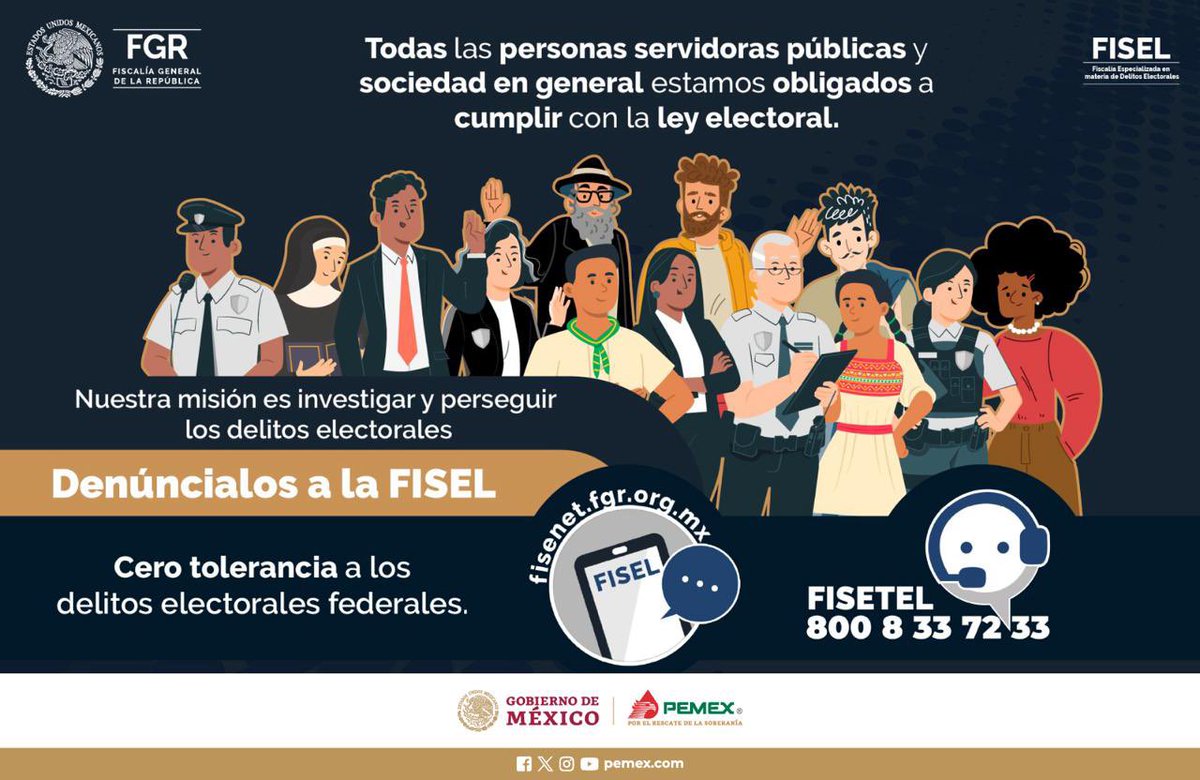 ❌ Cero tolerancia a los delitos electorales federales. #DenúncialosEnLaFISEL 📲 fisenet.fgr.org.mx