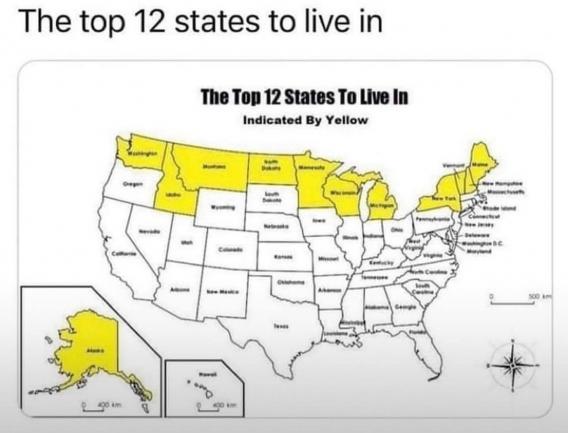 the top 12 states to live in