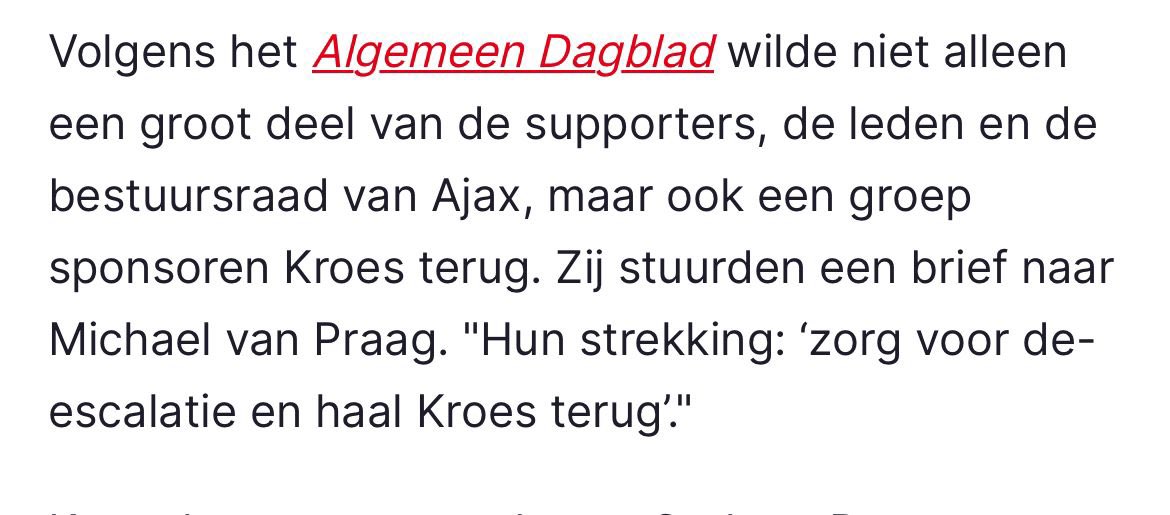 Ah, dus “Kroes terug? Onmogelijk, dat kunnen we niet verkopen aan de sponsors, die lopen dan weg!” was blijkbaar óók een ietsepietsie te absoluut gesteld. #Ajax #Kroes