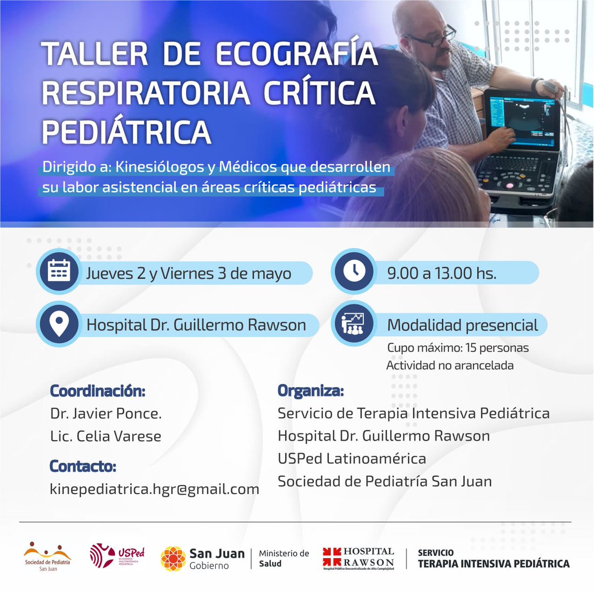 #POCUS una nueva edición del taller de ecografía resp pediátrica junto a @USPed_Latam y la @soc_arg_ped filial San Juan. Modalidad presencial ☺️☺️