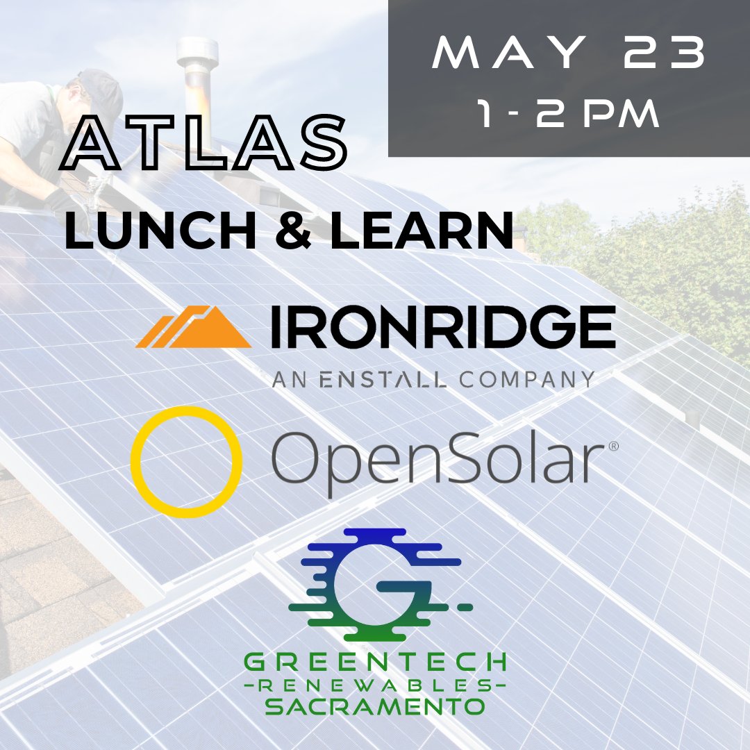 Join Greentech Sacramento as solar experts from IronRidge and OpenSolar offer unique insight into the new ATLAS turn-key software solution, which includes proposal, design, and permitting guidance. Gain pertinent expertise and ask your questions to design professionals...